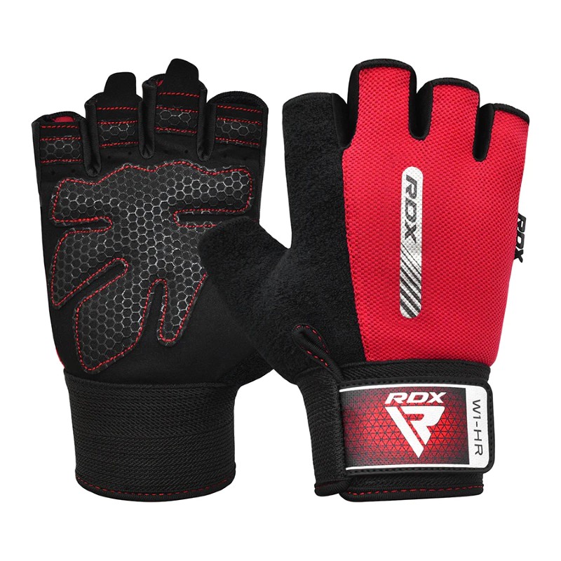 RDX Sports W1 Weightlifting Gym Gloves with Wrist Support (Red)